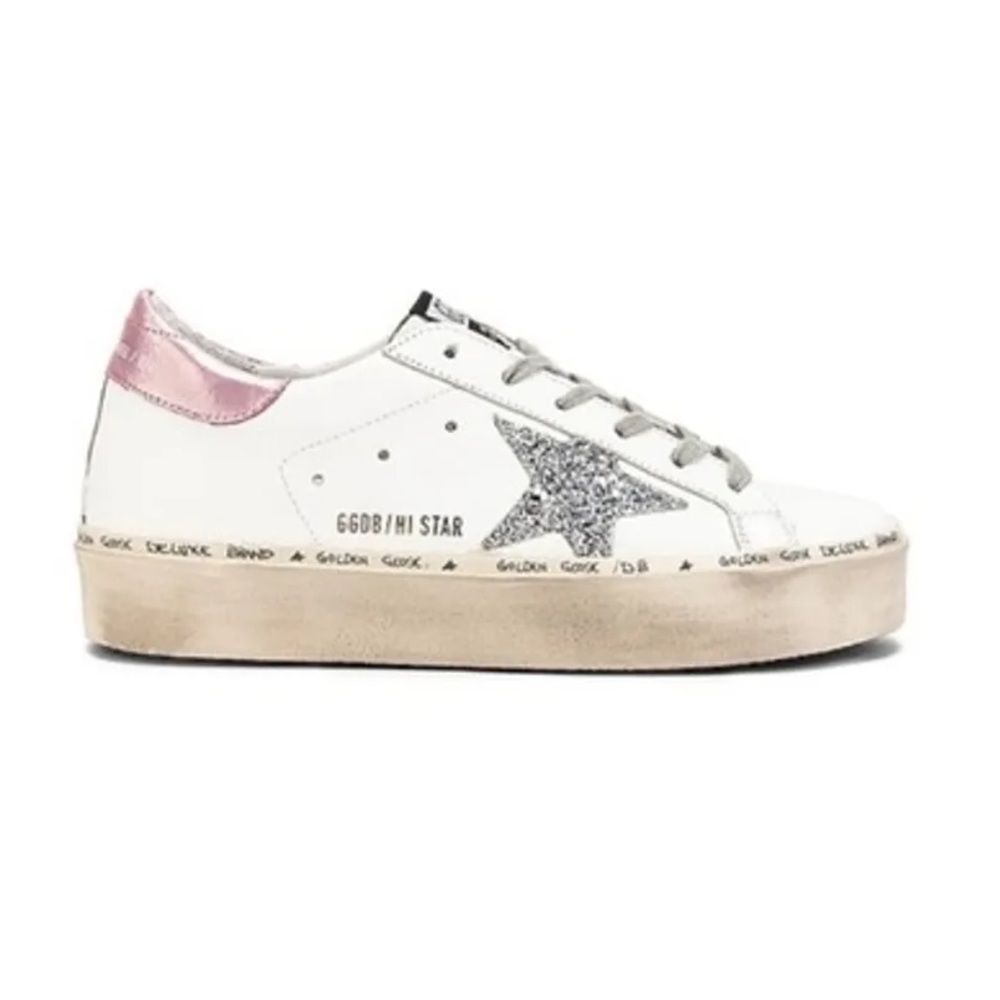 Golden Goose Hi Star Sneaker Pink Glitter Silver Sneakers Platform